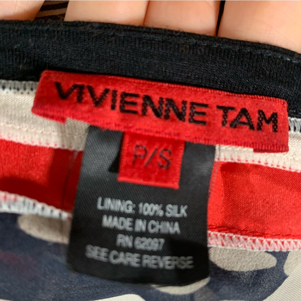 VIVIENNE TAM Silk Wrap Blouse Scarf Lace Belt Printed Floral Mixed Patterns P/S - Picture 5 of 11